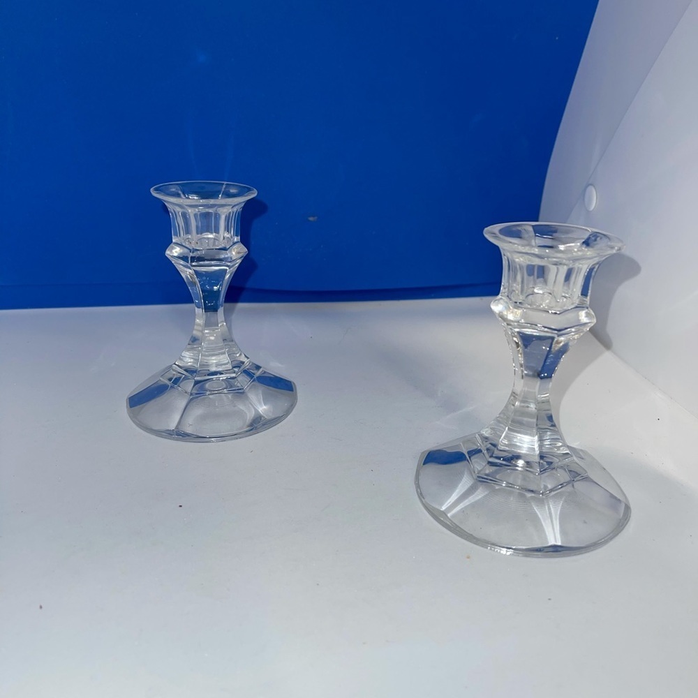 Set of Vintage Crystal Taper Holders